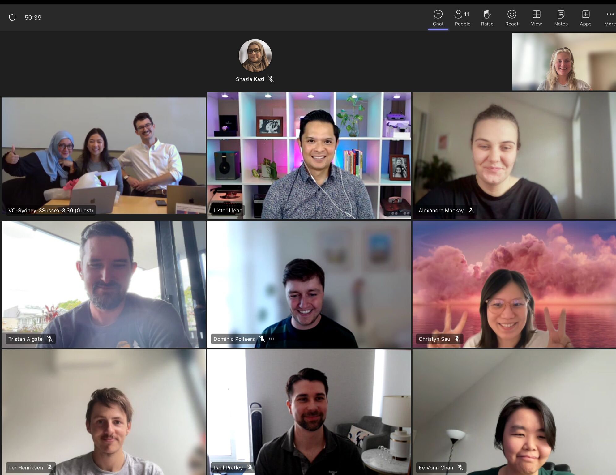 Hybrid Teams session with Sydney-based colleagues together on one tile